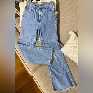 Zara Denim Straight Leg Jeans with Frayed Hem